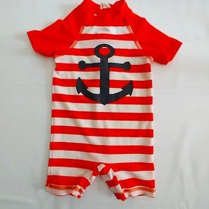 George Orange Stripe Nautical Anchor Rashguard